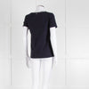 Weekend Max Mara Navy T-Shirt with Jeweled Bow Patch Pocket