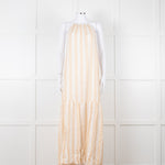 Sundress White and Beige Striped Dress with Sequin Detail