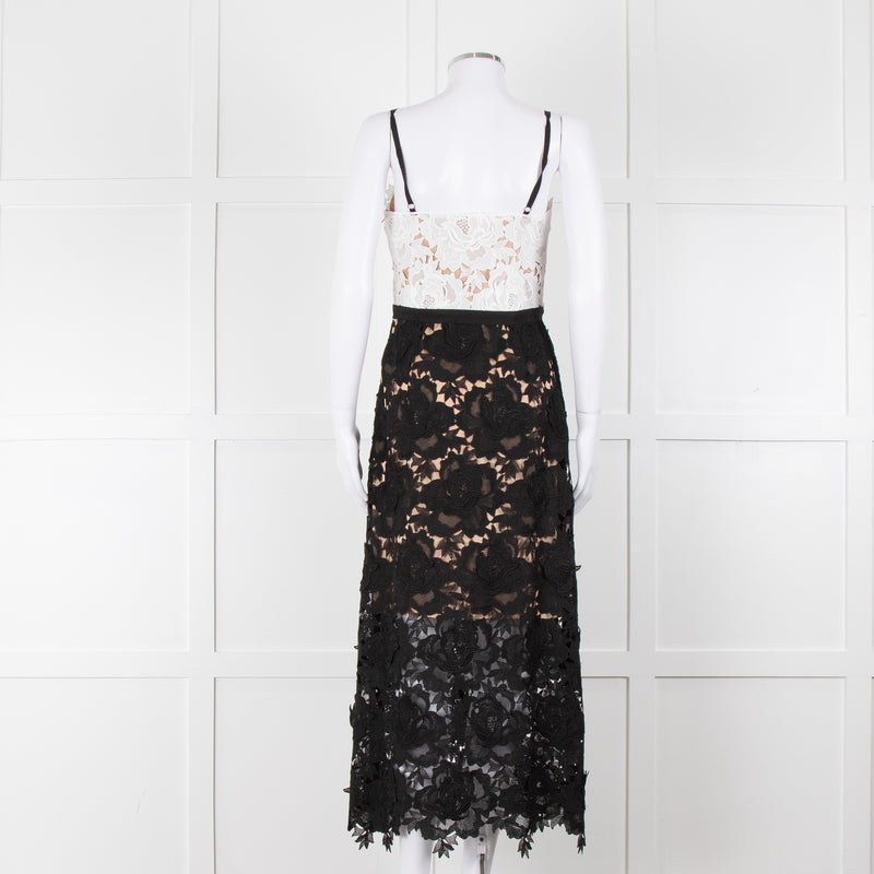 Catherine Deane Black White Lace Sleeveless Midi Dress