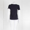 Weekend Max Mara Navy T-Shirt with Jeweled Bow Patch Pocket
