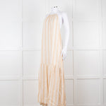 Sundress White and Beige Striped Dress with Sequin Detail