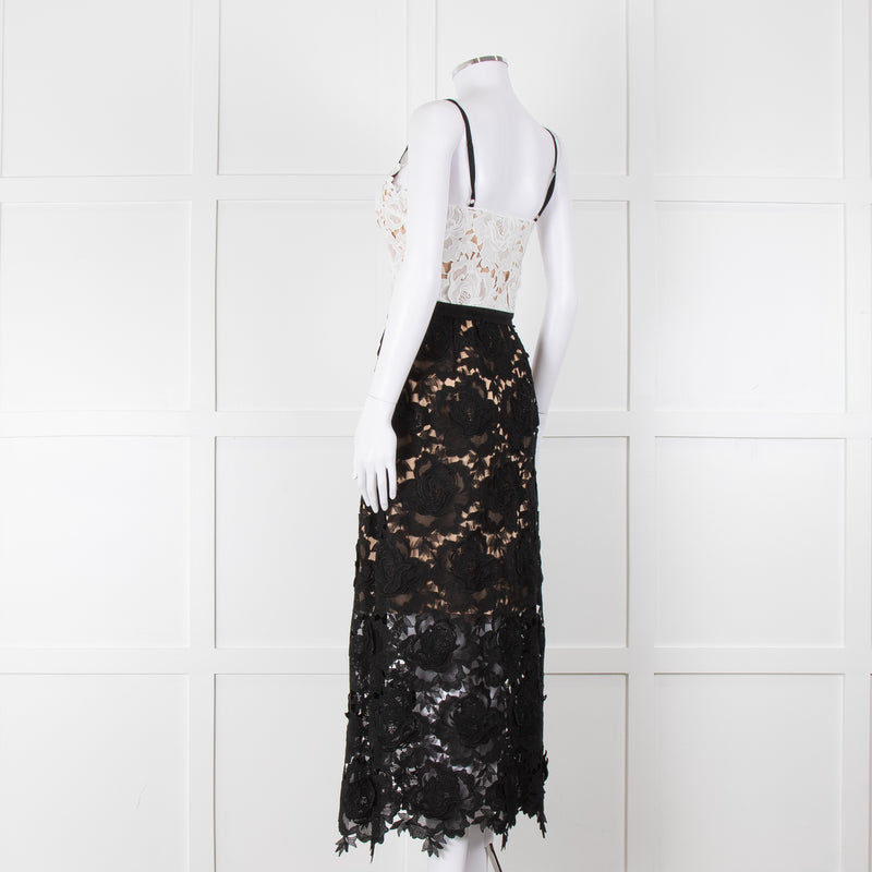 Catherine Deane Black White Lace Sleeveless Midi Dress