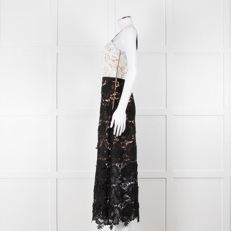 Catherine Deane Black White Lace Sleeveless Midi Dress