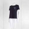 Weekend Max Mara Navy T-Shirt with Jeweled Bow Patch Pocket