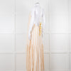 Sundress White and Beige Striped Dress with Sequin Detail