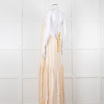 Sundress White and Beige Striped Dress with Sequin Detail