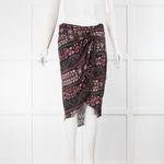 Veronica Beard Black Brown Pink Floral Tulip Style Skirt