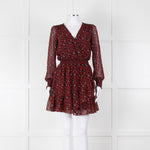 Michael By Michael Kors Black Red Elasticated Waist Mini Dress