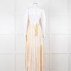 Sundress White and Beige Striped Dress with Sequin Detail