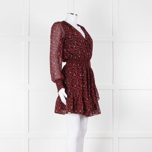 Michael By Michael Kors Black Red Elasticated Waist Mini Dress