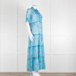 Zadig & Voltaire Turquoise Floral Tiered Maxi Dress