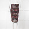 Veronica Beard Black Brown Pink Floral Tulip Style Skirt