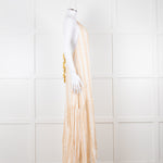 Sundress White and Beige Striped Dress with Sequin Detail