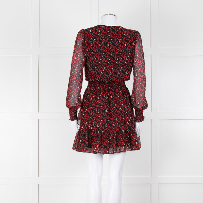 Michael By Michael Kors Black Red Elasticated Waist Mini Dress