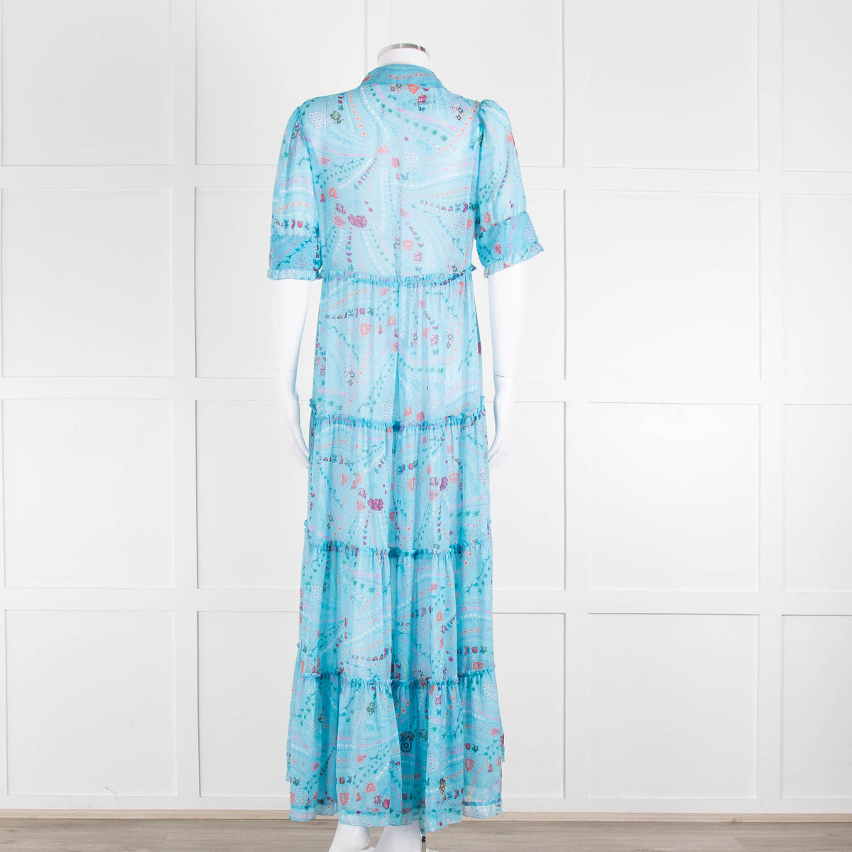 Zadig & Voltaire Turquoise Floral Tiered Maxi Dress