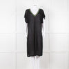 Pitusa Black Cotton Dress With Embroidered Neckline
