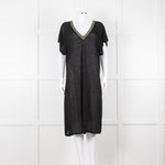 Pitusa Black Cotton Dress With Embroidered Neckline