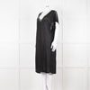 Pitusa Black Cotton Dress With Embroidered Neckline
