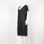 Pitusa Black Cotton Dress With Embroidered Neckline