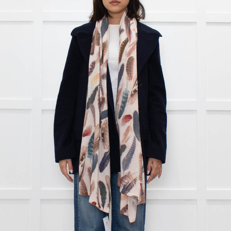 Unbranded Feather Print Cashmere Knitted Scarf