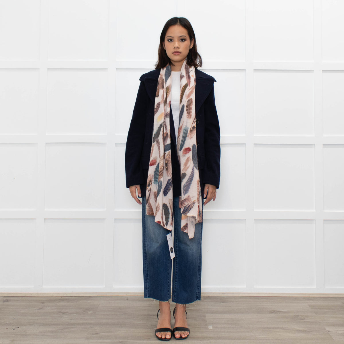 Unbranded Feather Print Cashmere Knitted Scarf