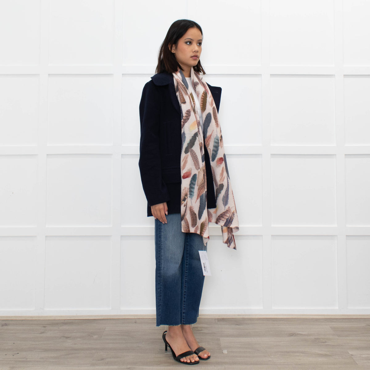 Unbranded Feather Print Cashmere Knitted Scarf