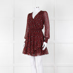 Michael By Michael Kors Black Red Elasticated Waist Mini Dress