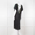 Pitusa Black Cotton Dress With Embroidered Neckline