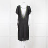 Pitusa Black Cotton Dress With Embroidered Neckline