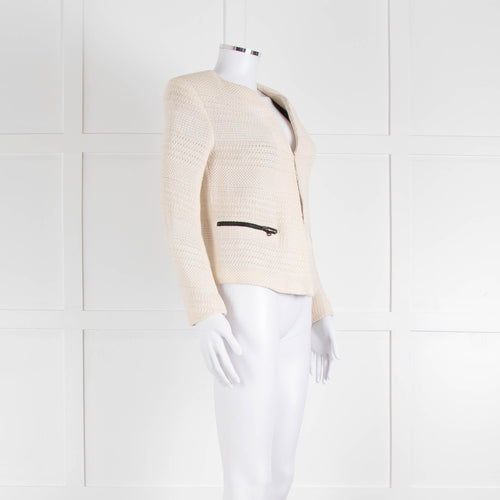 Sandro Cream Crochet Hook and Eye Jacket