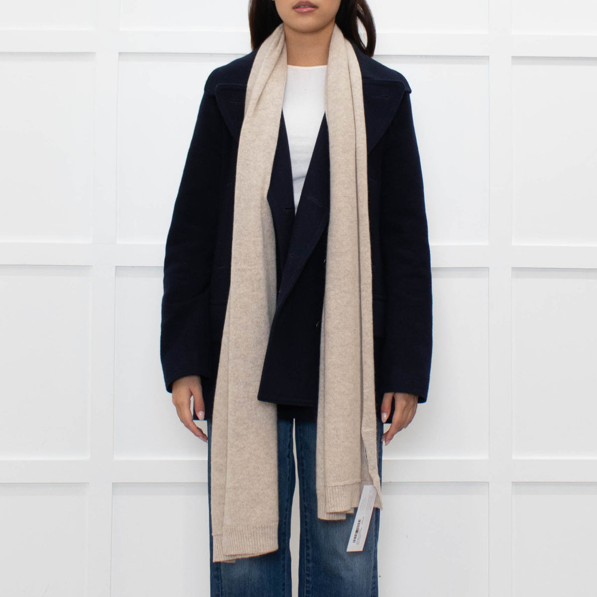 Cashmere & Cotton Oatmeal Knitted Large Scarf