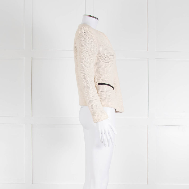 Sandro Cream Crochet Hook and Eye Jacket