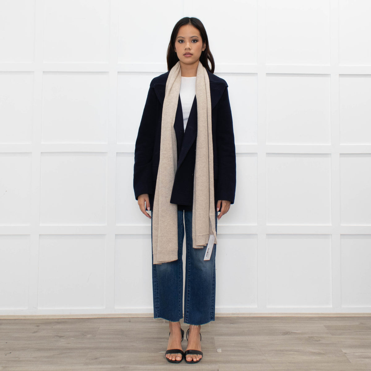 Cashmere & Cotton Oatmeal Knitted Large Scarf