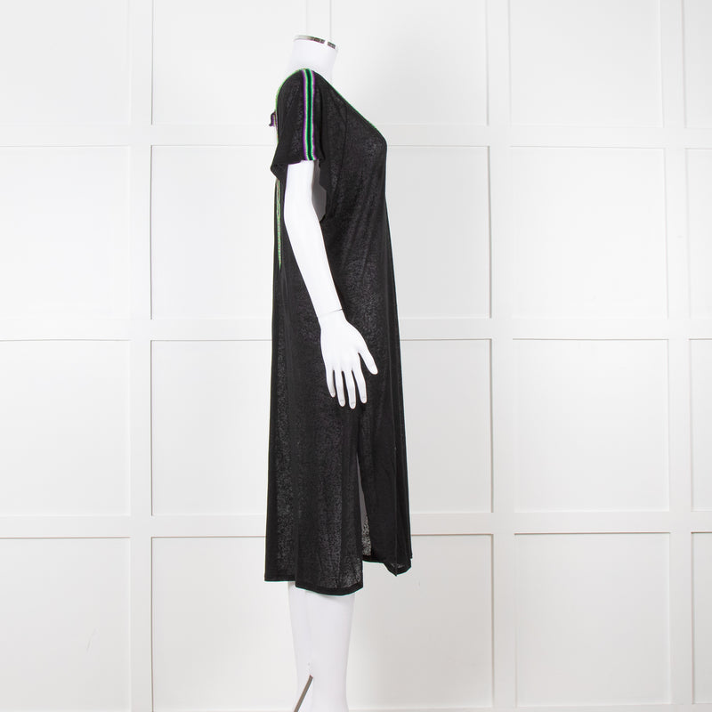 Pitusa Black Cotton Dress With Embroidered Neckline