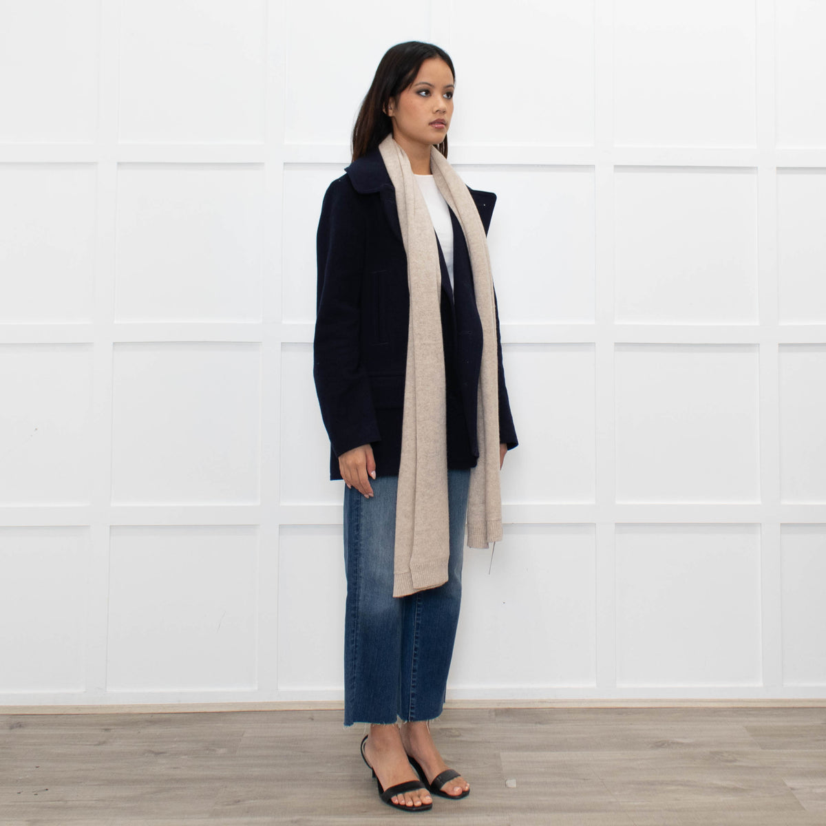 Cashmere & Cotton Oatmeal Knitted Large Scarf