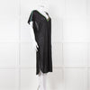 Pitusa Black Cotton Dress With Embroidered Neckline