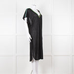 Pitusa Black Cotton Dress With Embroidered Neckline