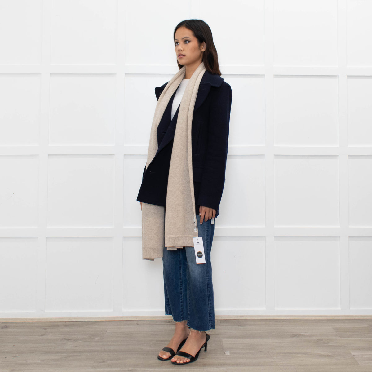 Cashmere & Cotton Oatmeal Knitted Large Scarf