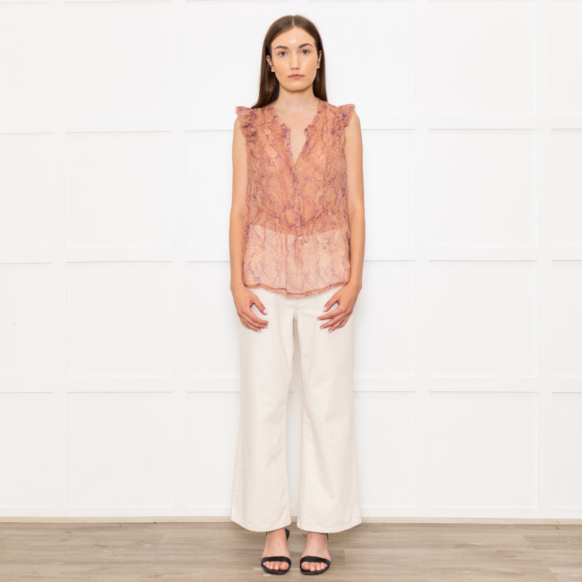 Zadig & Voltiare Pink And Purple Snake Print Sheer Blouse