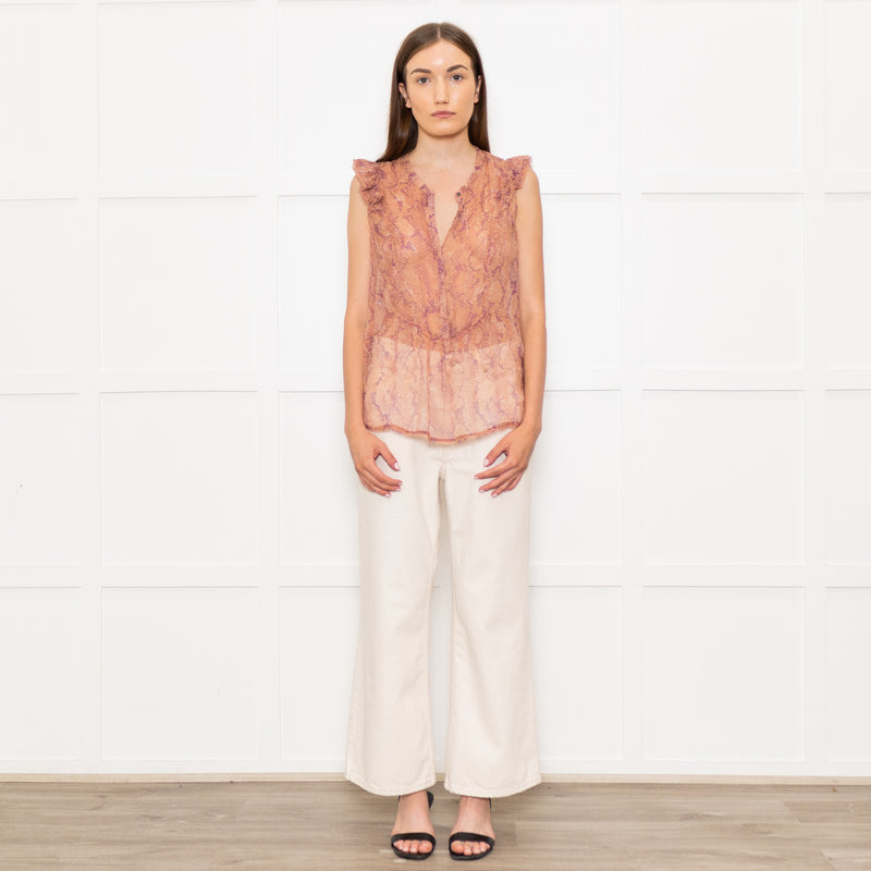 Zadig & Voltiare Pink And Purple Snake Print Sheer Blouse
