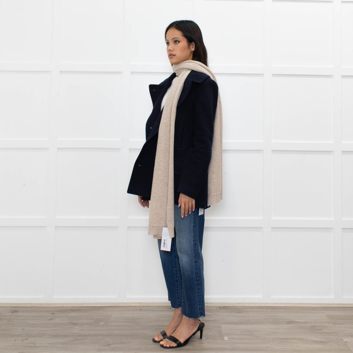 Cashmere & Cotton Oatmeal Knitted Large Scarf