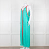 Pitusa Green Maxi Dress With Multicoloured Embroidery Edging