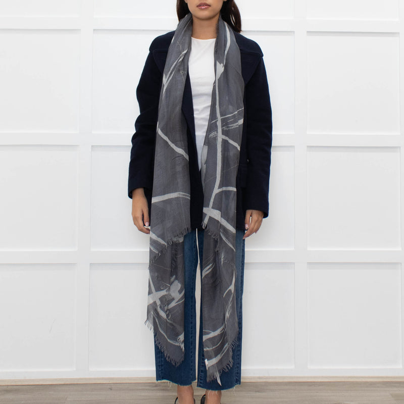 Tonet Grey Fine Patterned Scarf