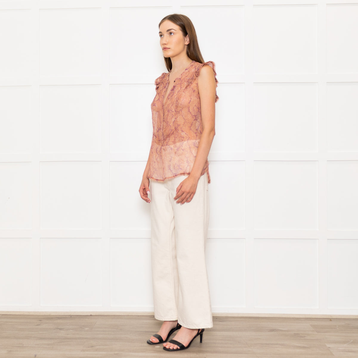 Zadig & Voltiare Pink And Purple Snake Print Sheer Blouse