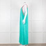 Pitusa Green Maxi Dress With Multicoloured Embroidery Edging