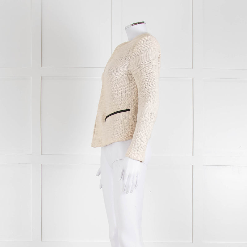 Sandro Cream Crochet Hook and Eye Jacket