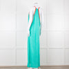 Pitusa Green Maxi Dress With Multicoloured Embroidery Edging
