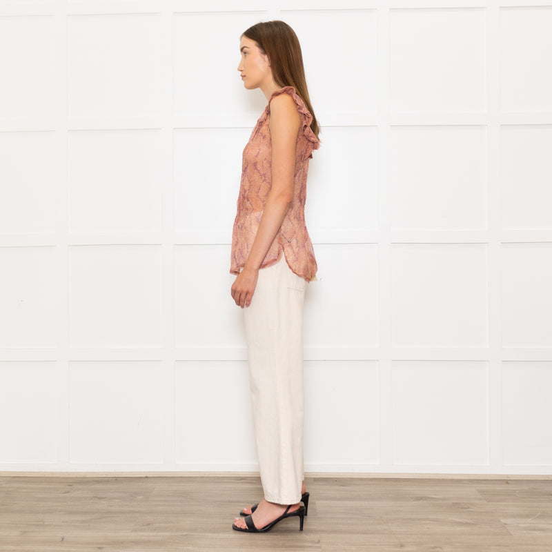 Zadig & Voltiare Pink And Purple Snake Print Sheer Blouse