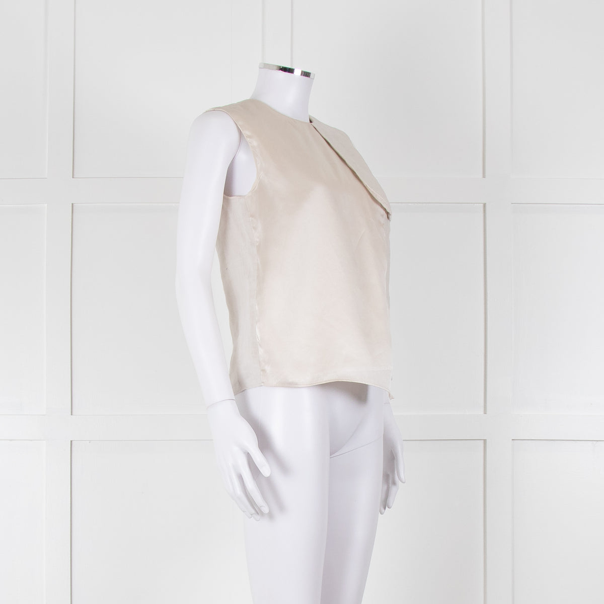 Max Mara Beige Linen Silk Panel Sleeveless Top