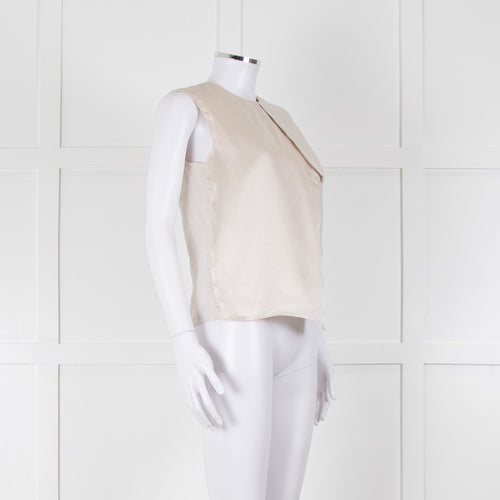 Max Mara Beige Linen Silk Panel Sleeveless Top